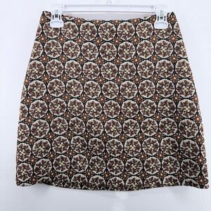H&M Women's A‎ Line Skirt Floral Brocade Zipper Closure Size 6